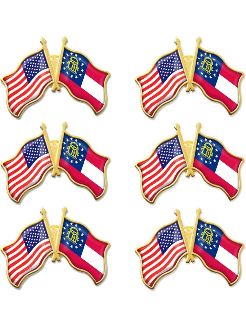 Georgia Flag Lapel Pins - Bulk Pack of 6/12/50/100 - 1.4” Metal Souvenir Badges